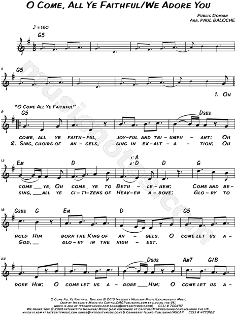 Chris Tomlin O Come All Ye Faithful Chord Chart