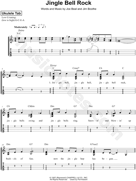 Boothe "Jingle Bell Rock" Ukulele Tab in Major - Download & Print - SKU: MN0126964