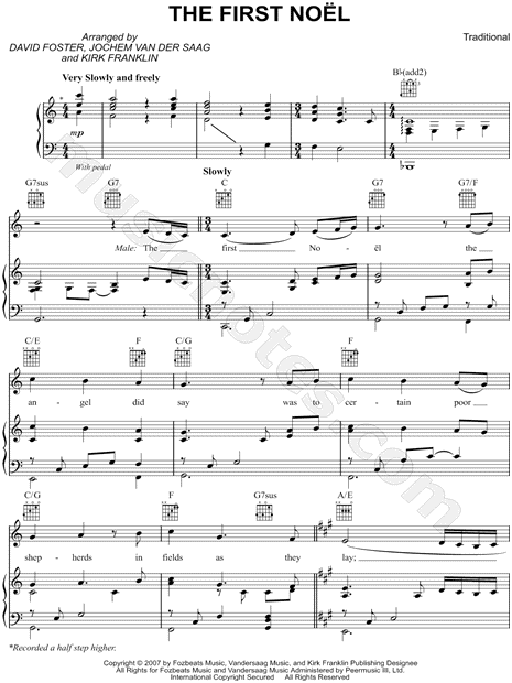 Josh Groban "The First Noel" Sheet Music in C Major (transposable