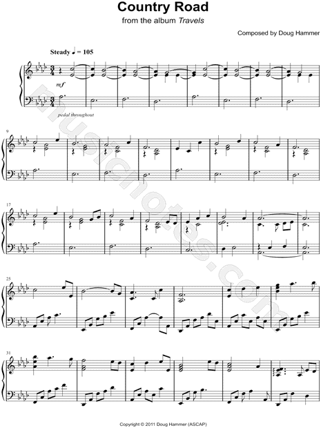 Doug Hammer "Country Road" Sheet Music (Piano Solo) in Ab Major