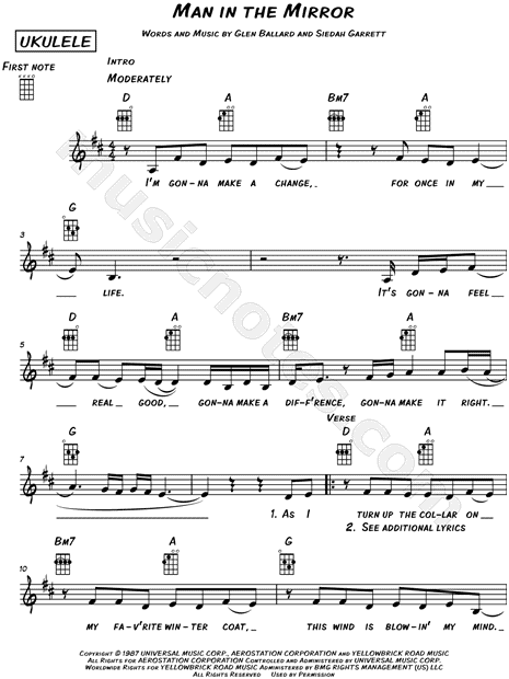 Michael Jackson Man In The Mirror Sheet Music Leadsheet In D Major Download Print Sku Mn