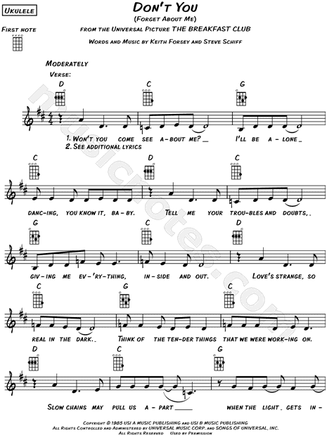 Don T You Forget About Me From The Breakfast Club Sheet Music Leadsheet In D Major Download Print Sku Mn