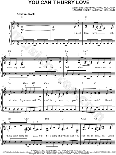 Phil Collins You Can T Hurry Love Sheet Music Easy Piano In C Major Transposable Download Print Sku Mn016