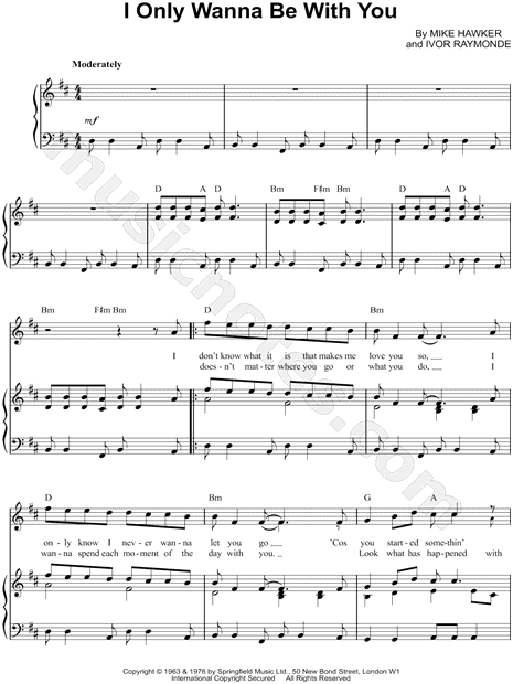 Bay City Rollers I Only Wanna Be With You Sheet Music In D Major Download Print Sku Mn012