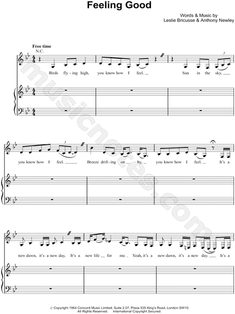 Nina Simone Feeling Good Sheet Music In G Minor Transposable Download Print Sku Mn