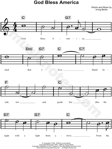 God Bless America Chord Chart