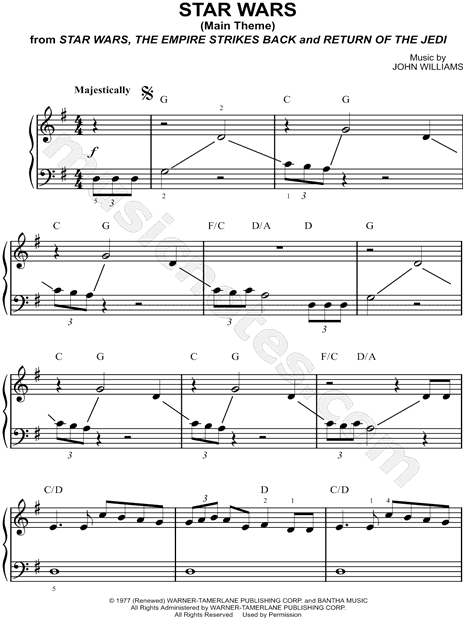 Star Wars Main Theme From Star Wars Sheet Music Easy Piano Piano Solo In G Major Transposable Download Print Sku Mn0130281