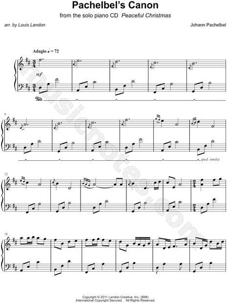 Louis Landon "Pachelbel's Canon" Sheet Music (Piano Solo ...