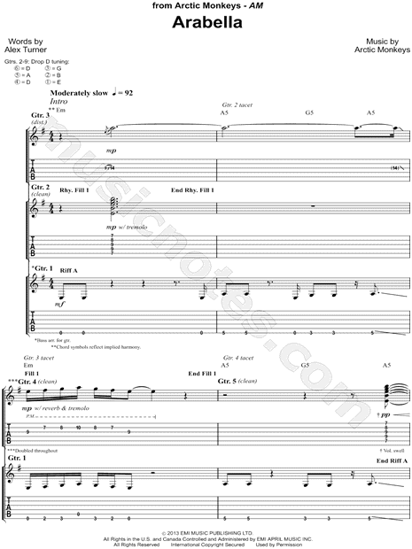 Arctic Monkeys Arabella Guitar Tab In E Minor Download Print Sku Mn