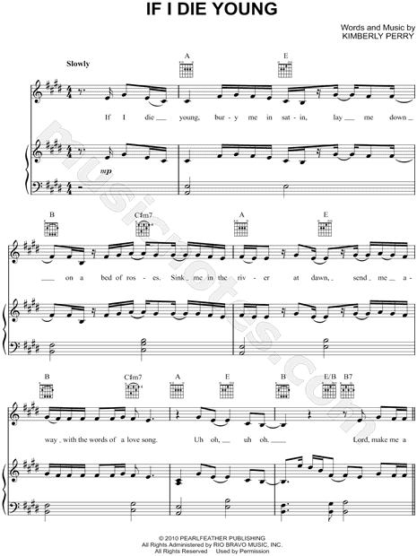 The Band Perry "If I Die Young" Sheet Music Major - & Print - SKU: MN0131016