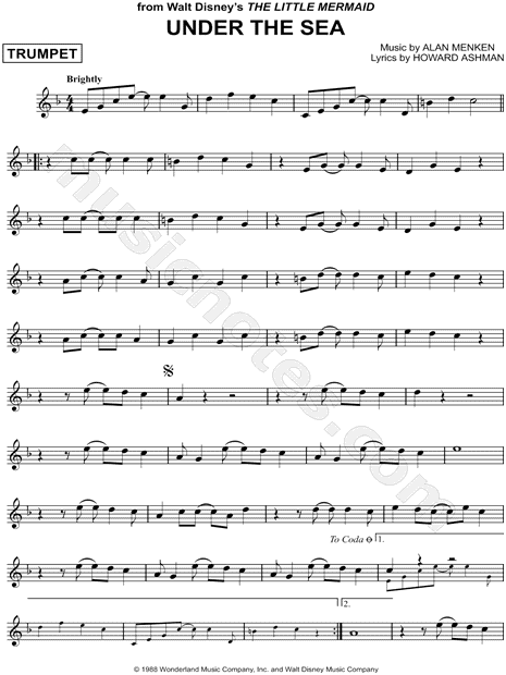 Under The Sea From The Little Mermaid Sheet Music Trumpet Solo In F Major Download Print Sku Mn