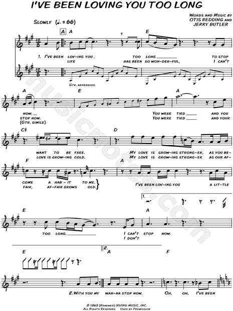 The Rolling Stones "I've Been Loving Too Long" Sheet Music (Leadsheet) in A Major - Download & Print - SKU: MN0132998