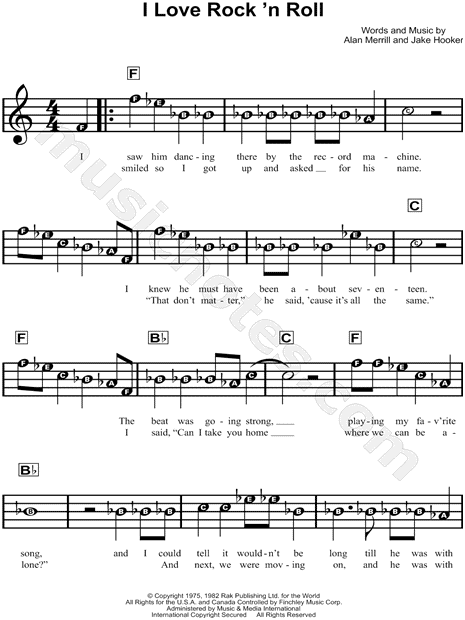 Sheet Music,I Love Rock 'n Roll,digital,download,sheetmusic,notatio...