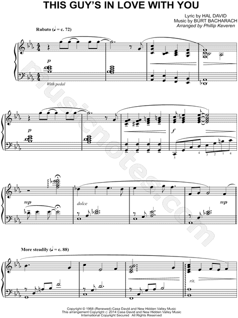 Burt Bacharach This Guy S In Love With You Sheet Music Piano Solo In Eb Major Download Print Sku Mn