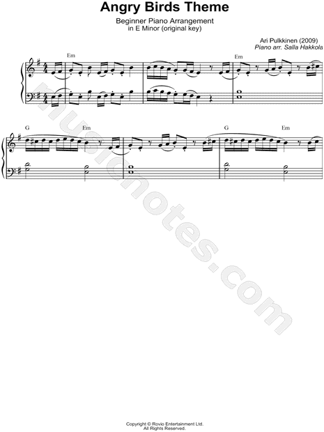 Sheet Music,Angry Birds Theme,digital,download,sheetmusic,notation,musicn.....