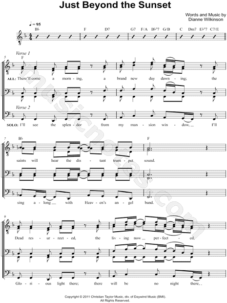 Kingdom Heirs Just Beyond The Sunset Satb Choir A Cappella Choral Sheet Music In F Major Download Print Sku Mn0135291