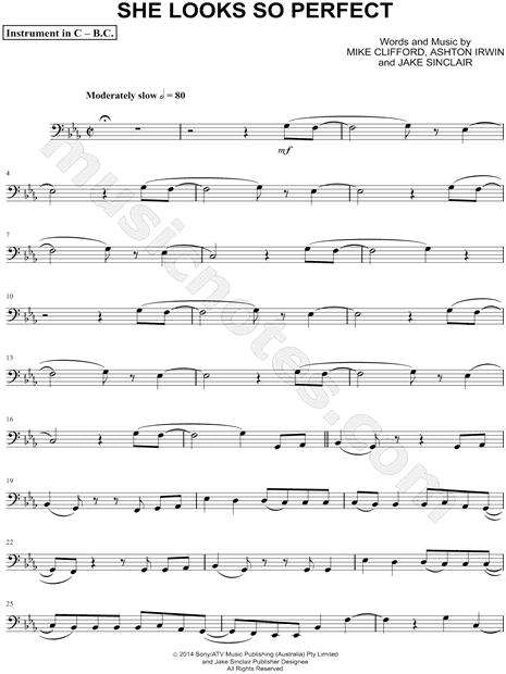 5 Seconds of Summer "She Looks So Perfect - Bass Clef