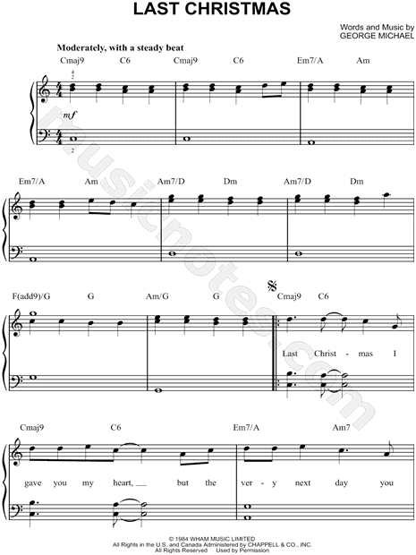 Wham! "Last Christmas" Sheet Music (Easy Piano) in C Major - Download