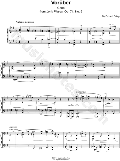 Lyric Pieces, Op. 71, No. 6: Vorüber