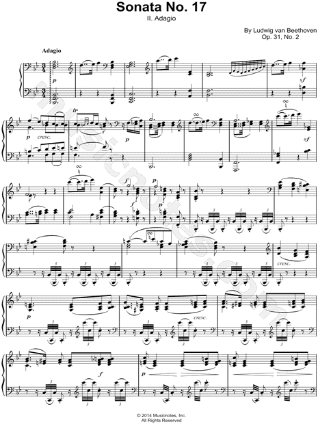 Piano Sonata No. 17 in D Minor "The Tempest": II. Adagio
