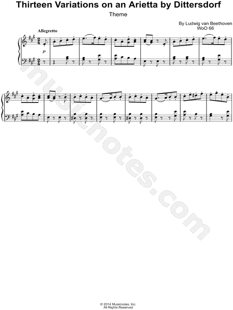 Thirteen Variations on an Arietta By Dittersdorf: Theme