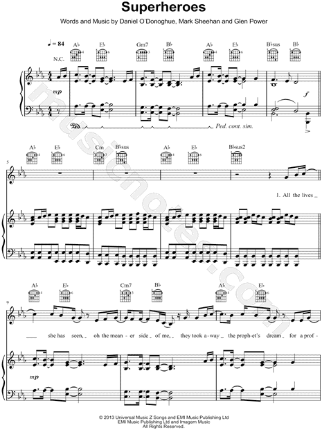 The Script "Superheroes" Sheet Music in Eb (transposable) - Download & Print - SKU: MN0137711