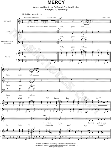 Duffy (arr. Ben Parry) SAB Choir + Piano Choral Sheet Music in C Major - & Print - SKU: