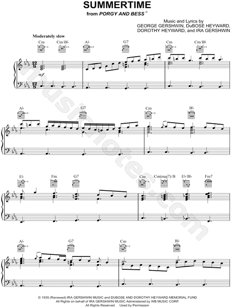 Print and download Summertime sheet music by Janis Joplin. 