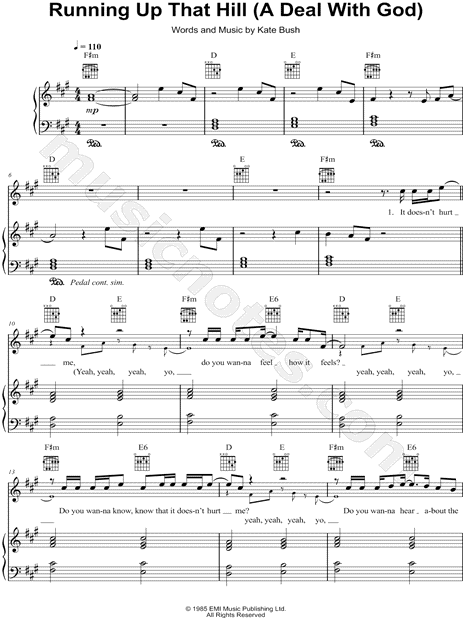 Kate Bush "Running Up That Hill" Sheet Music in F# Minor (transposable