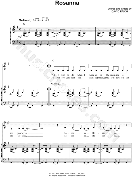 Toto Rosanna Sheet Music In G Major Transposable Download Print Sku Mn