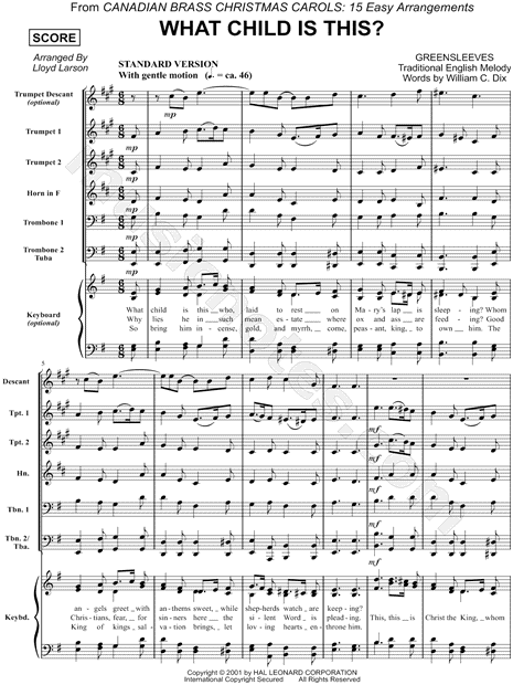 What Child Is This? - Brass Quintet Score