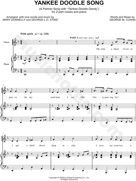 George M Cohan Yankee Doodle Song Arr Mary Donnelly George L O Strid 2 Part Choir Piano Choral Sheet Music In F Major Download Print Sku Mn