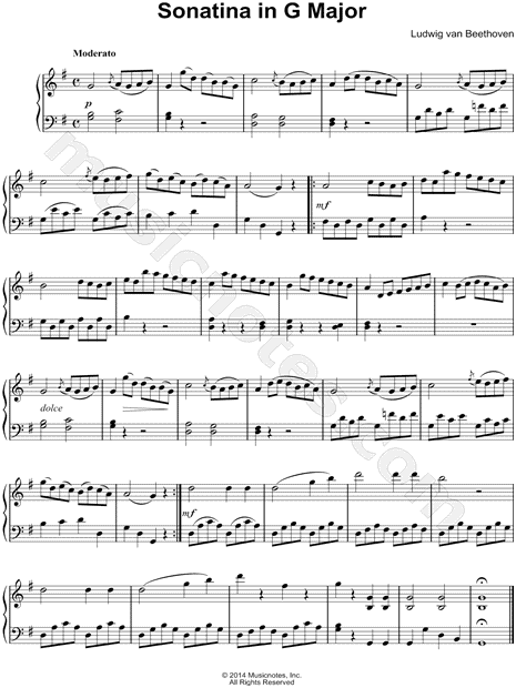 Billable Manufacturer Blaze Ludwig Van Beethoven "Sonatina in G Major" Sheet Music (Piano Solo) in G Major - Download & Print - SKU: MN0140487 Billable Manufacturer Blaze Ludwig Van Beethoven "Sonatina in G Major" Sheet Music (Piano Solo) in G Major - Download & Print - SKU: MN0140487