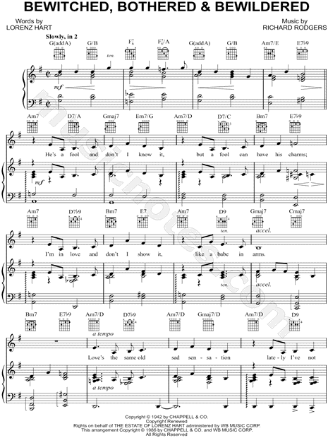 Robar a lana latín Linda Ronstadt "Bewitched, Bothered and Bewildered" Sheet Music in G Major  - Download & Print - SKU: MN0143390