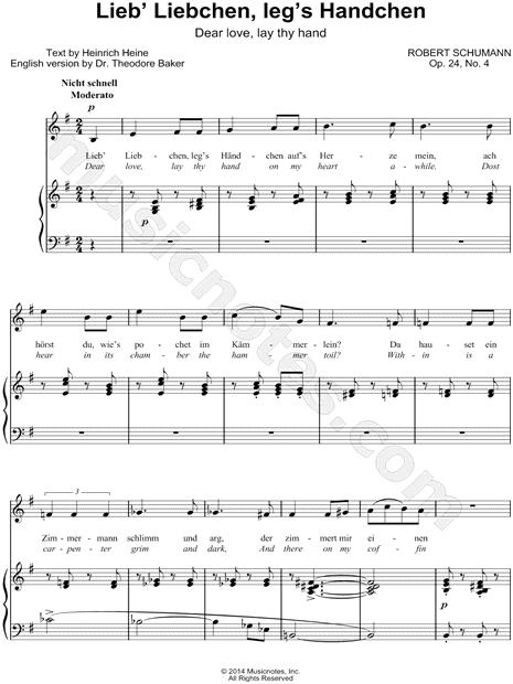 Liederkreis, Op. 24: IV. Lieb' Liebchen, leg's Händchen
