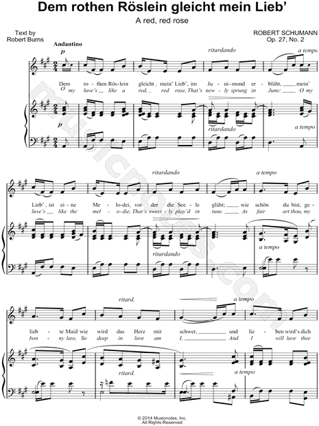 Lieder und Gesänge, Vol. 1, Op. 27: II. Dem rothen Röslein gleicht mein Lieb'