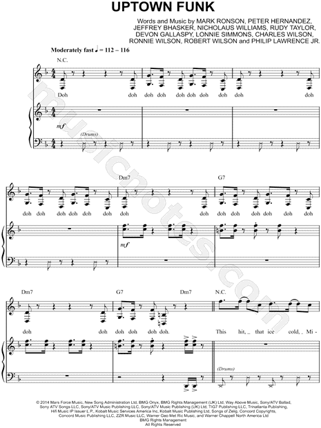 Uptown Funk Drum Chart