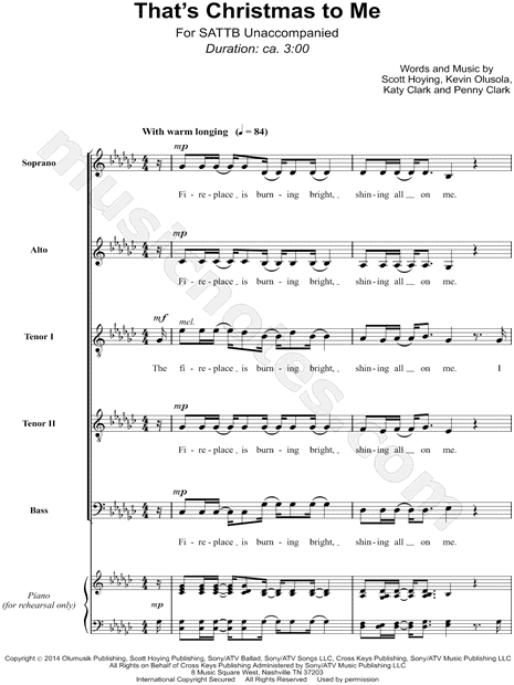 Pentatonix "That's Christmas to Me" SATTB Choir A Cappella Choral Sheet Music in Gb Major ...