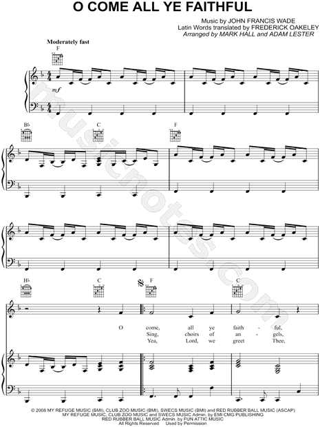 Print and download O Come, All Ye Faithful sheet music by Casting Crowns. 