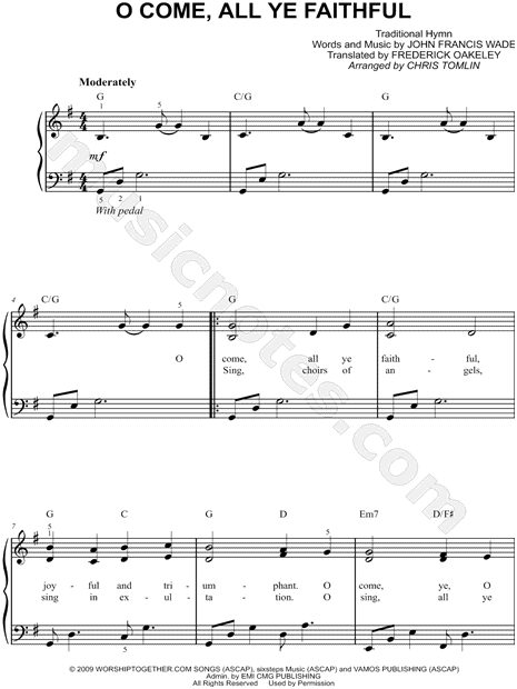 Chris Tomlin O Come All Ye Faithful Chord Chart