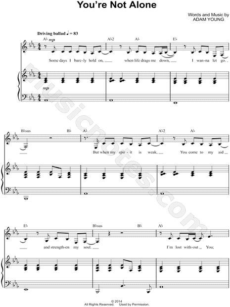 Owl City You Re Not Alone Sheet Music In Eb Major Transposable