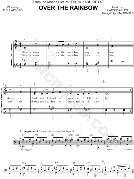 Over the Rainbow" from 'The Wizard of Oz' Music (Easy Piano) in C Major - Download & Print - MN0145597
