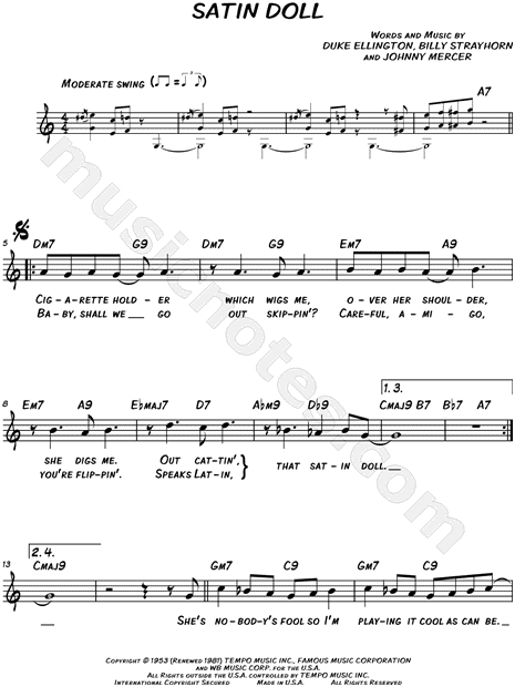 Satin Doll Score Pdf Download Satin Doll Score Pdf Download