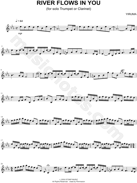 Yiruma "River Flows In You - Trumpet / Clarinet" Sheet Music (Trumpet