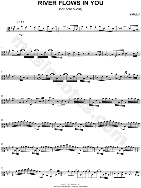 Yiruma River Flows In You Viola Sheet Music In A Major Download Print Sku Mn