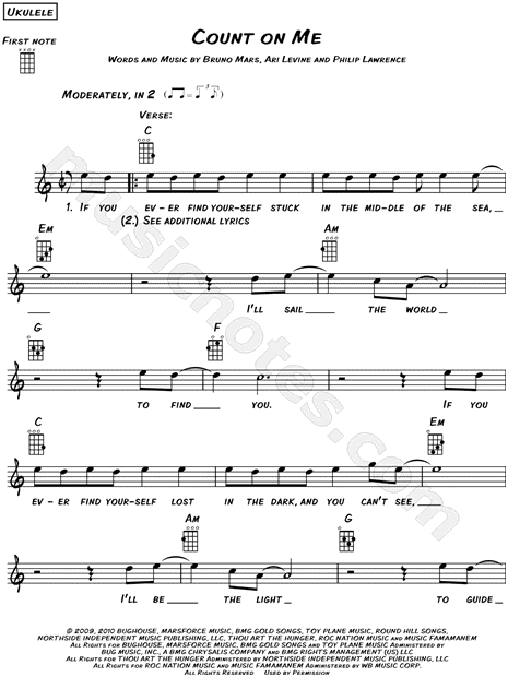 Bruno Mars Count On Me Sheet Music Leadsheet In C Major Download Print Sku Mn