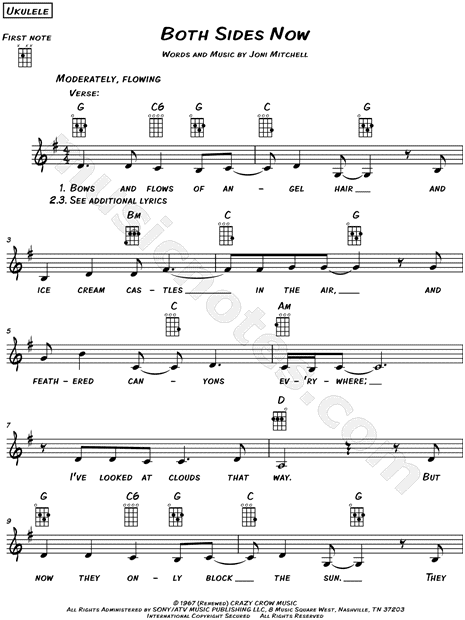 Joni Mitchell Both Sides Now Sheet Music Leadsheet In G Major Download Print Sku Mn