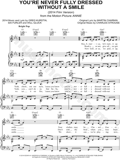 &quot;You&#39;re Never Fully Dressed Without a Smile&quot; from &#39;Annie (2014)&#39; Sheet Music in Eb Major ...