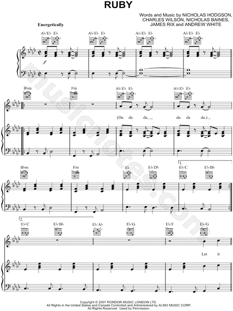 Kaiser Chiefs Ruby Sheet Music Pdf Notes Chords Rock Score Guitar Tab Download Printable Sku 113572