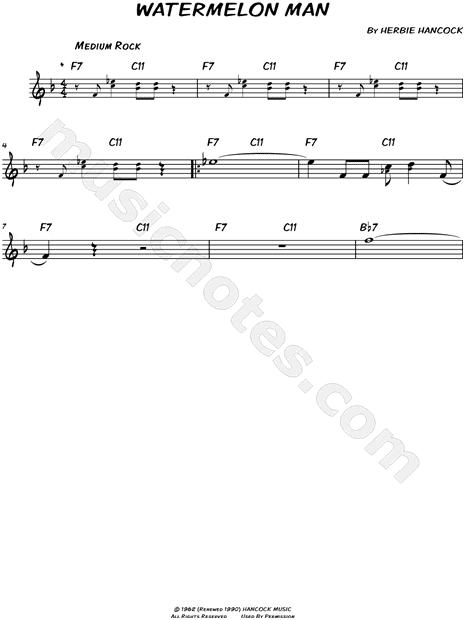 Herbie Hancock Watermelon Man Sheet Music Leadsheet In F Major Transposable Download Print Sku Mn0149266